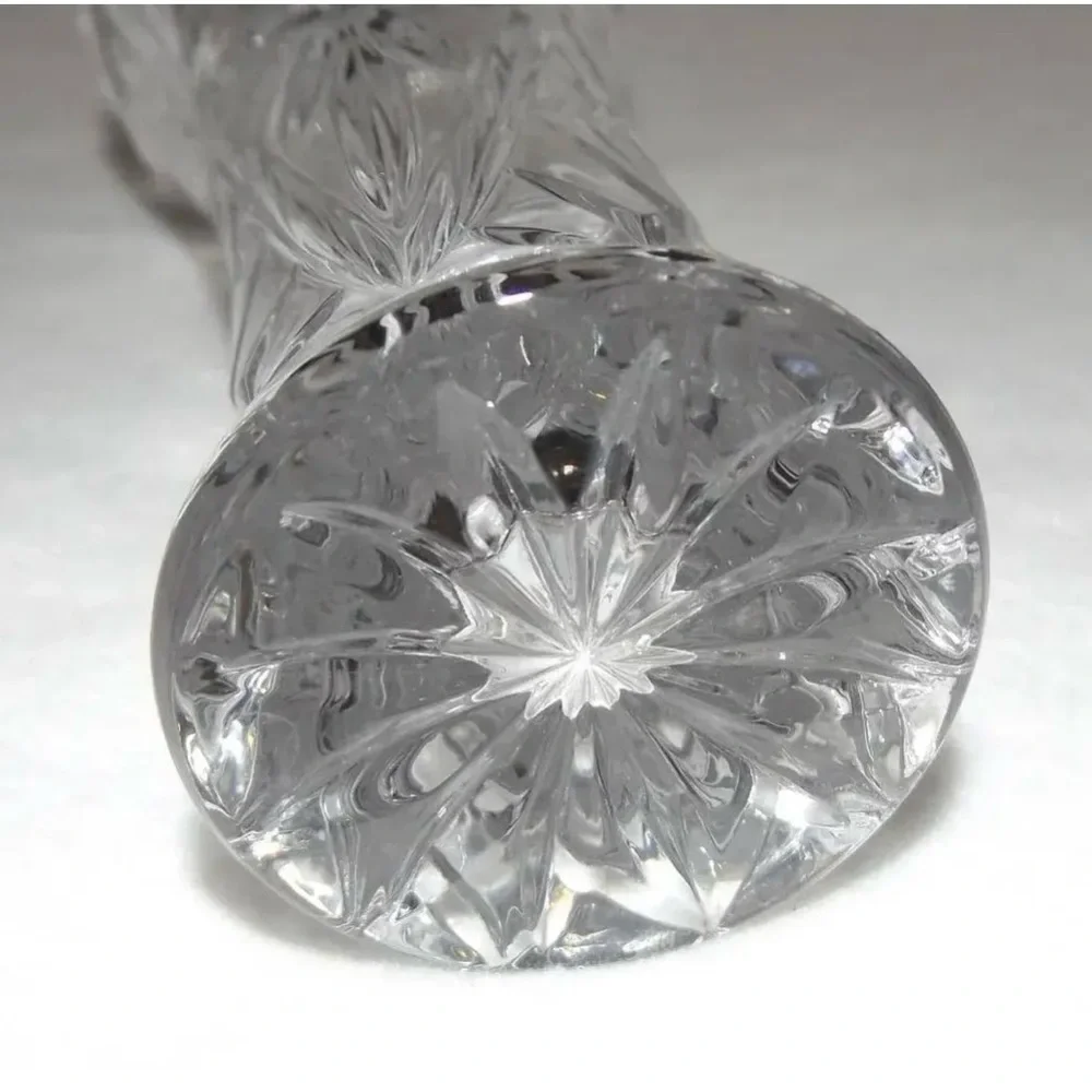 Lenox Cut Lead Crystal Star Pattern Bud Flower Vase 6” Tall Czech Vintage Gift